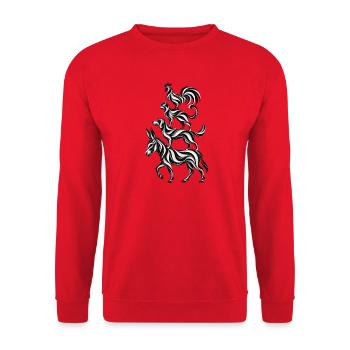 Bremer Stadtmusikanten – Op Art - Unisex Pullover - Rot - Vorne - Alina (178cm) & Michal (187cm)