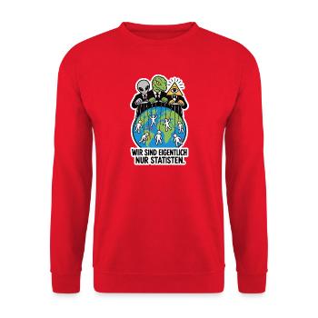 Oben lachen sie sich kaputt - Unisex Pullover - Rot - Vorne - Alina (178cm) & Michal (187cm)