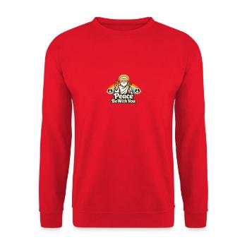 Frieden Sei Mit Dir Cartoon Logo - Unisex Pullover - Rot - Vorne - Alina (178cm) & Michal (187cm)
