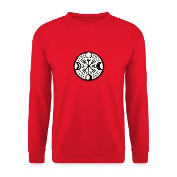 Mondrunen Kompass mit Mondphasen - Unisex Pullover - Rot - Vorne - Alina (178cm) & Michal (187cm)