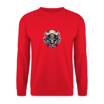 Nebelviking Schädel - Unisex Pullover - Rot - Vorne - Alina (178cm) & Michal (187cm)