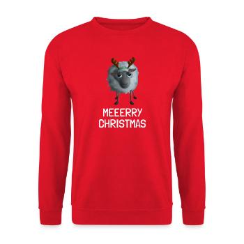 Meeerry Christmas Schaf - Mit Rentiergeweih - Unisex Pullover - Rot - Vorne - Alina (178cm) & Michal (187cm)
