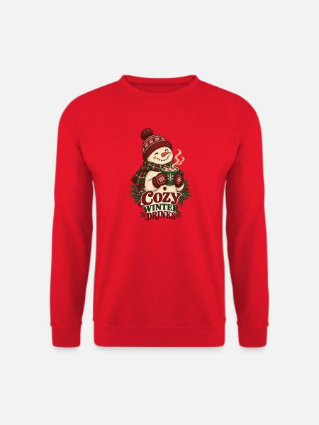 Cozy Winter Drinks Schneemann - Unisex Pullover - Rot