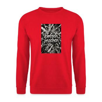 Einfach Machen – Handmotiv Kraft - Unisex Pullover - Rot - Vorne - Alina (178cm) & Michal (187cm)