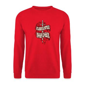 Damokles-Schwertbanner hängt Spannung RHPS - Unisex Pullover - Rot - Vorne - Alina (178cm) & Michal (187cm)