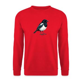 Elster – Vogelillustration - Unisex Pullover - Rot - Vorne - Alina (178cm) & Michal (187cm)