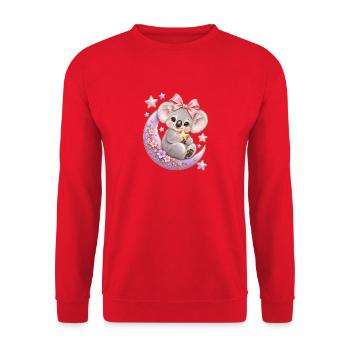 Süßer Koala auf dem Mond mit rosa Schleife - Unisex Pullover - Rot - Vorne - Alina (178cm) & Michal (187cm)