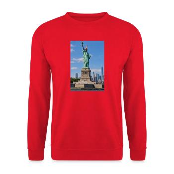 Statue of Liberty Traffic Cone – Funny New York Ci - Unisex Pullover - Rot - Vorne - Alina (178cm) & Michal (187cm)