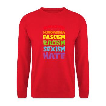against homophobia gay pride Lesbian LGBT Gay - Sweat-shirt Unisexe - rouge - Devant - Alina (178cm) & Michal (187cm)