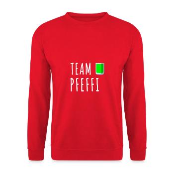 Pfefferminz Likör Pfeffi Vatertag Sauf - Unisex Pullover - Rot - Vorne - Alina (178cm) & Michal (187cm)