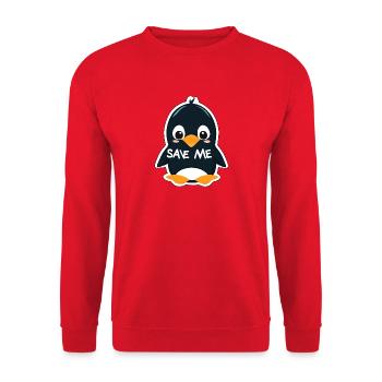 An adorable penguin to save - Unisex Sweatshirt - red - Front - Alina (178cm) & Michal (187cm)