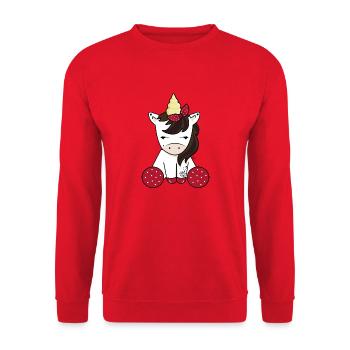 Licorne rockabilly - Sweat-shirt Unisexe - rouge - Devant - Alina (178cm) & Michal (187cm)
