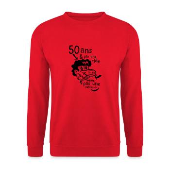 50 Jahre keine Falten-Charakter - Unisex Pullover - Rot - Vorne - Alina (178cm) & Michal (187cm)