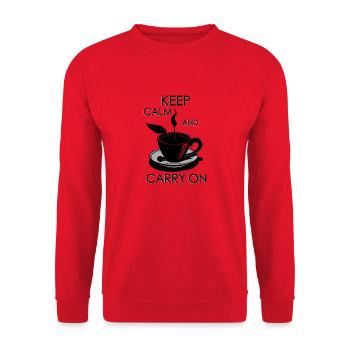 Ruhe bewahren und weitermachen - Unisex Pullover - Rot - Vorne - Alina (178cm) & Michal (187cm)