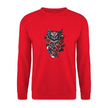 Owl - Unisex Pullover - Rot - Vorne - Alina (178cm) & Michal (187cm)