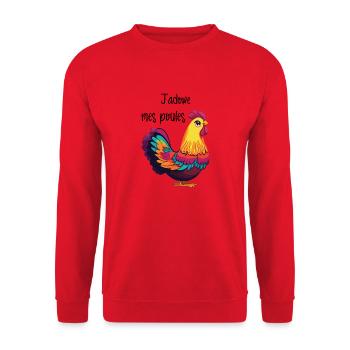 J'adore mes poules ! - Sweat-shirt Unisexe - rouge - Devant - Alina (178cm) & Michal (187cm)