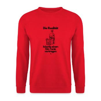 Malle Die Realität ist Gin - Unisex Pullover - Rot - Vorne - Alina (178cm) & Michal (187cm)