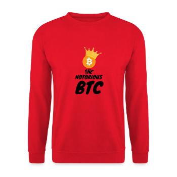 Krypto Notorious BTC 2 Bitcoin - Unisex Pullover - Rot - Vorne - Alina (178cm) & Michal (187cm)