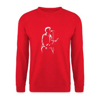 Musik: Retro, Heavy Metal, Hard Rock, Punk, Vinyl, Pop - Unisex Pullover - Rot - Vorne - Alina (178cm) & Michal (187cm)