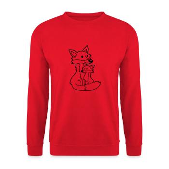 2 Foxes Mother Red Fox Little Child Father Mom - Unisex Sweatshirt - red - Front - Alina (178cm) & Michal (187cm)