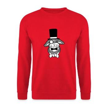 Mr. Bunny Gentleman Chapeau haut de forme Monocle Lunettes - Sweat-shirt Unisexe - rouge - Devant - Alina (178cm) & Michal (187cm)