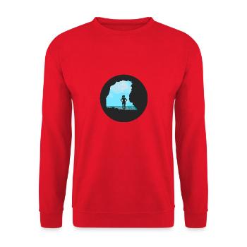 Bouldering \ Climbing - Woman in front of rocks - Unisex Sweatshirt - red - Front - Alina (178cm) & Michal (187cm)