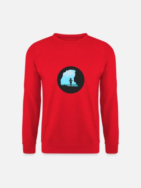 Bouldern \ Klettern - Frau vor Felsen - Unisex Pullover - Rot