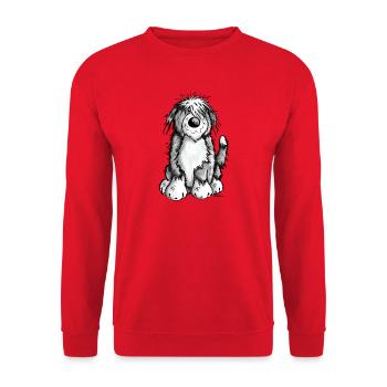 Mignon Bearded Collie - Sweat-shirt Unisexe - rouge - Devant - Alina (178cm) & Michal (187cm)
