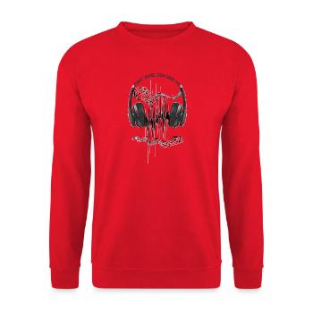 Écouteurs et Partitions Noires - Sweat-shirt Unisexe - rouge - Devant - Alina (178cm) & Michal (187cm)