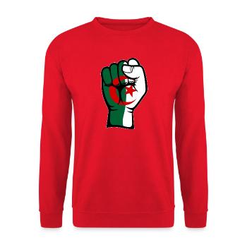 Algerien Flagge Faust Hand Symbol - Unisex Pullover - Rot - Vorne - Alina (178cm) & Michal (187cm)