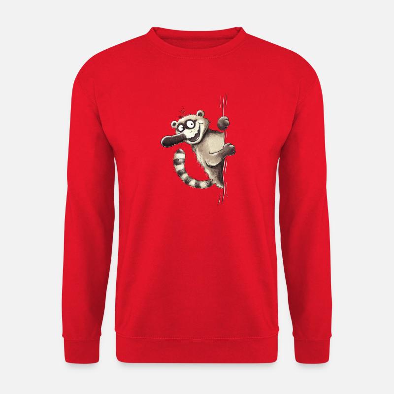 Lustiger Nasenbär Tiermotiv Tiercartoon Wildtier - Unisex Pullover - Rot