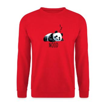 Sleeping panda with "Mood" lettering - Unisex Sweatshirt - red - Front - Alina (178cm) & Michal (187cm)