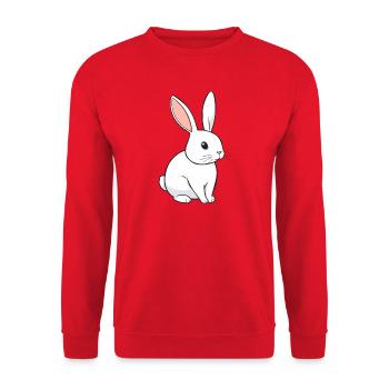 Lapin mignon en illustration minimaliste - Sweat-shirt Unisexe - rouge - Devant - Alina (178cm) & Michal (187cm)