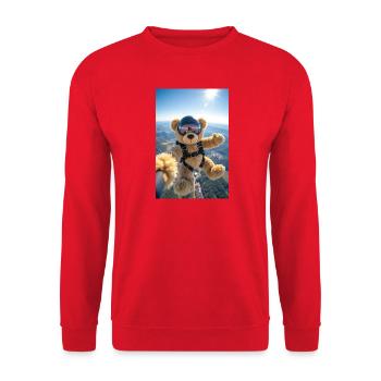 Bear Parachuting Adventure - Unisex Sweatshirt - red - Front - Alina (178cm) & Michal (187cm)