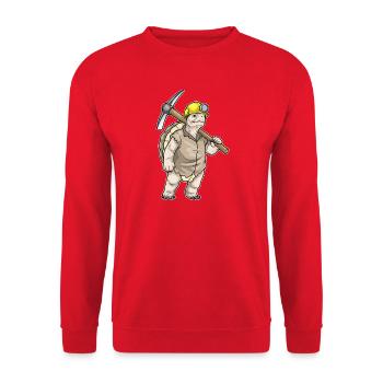 Schildkröte Bergarbeiter Spitzhacke Bergbau - Unisex Pullover - Rot - Vorne - Alina (178cm) & Michal (187cm)