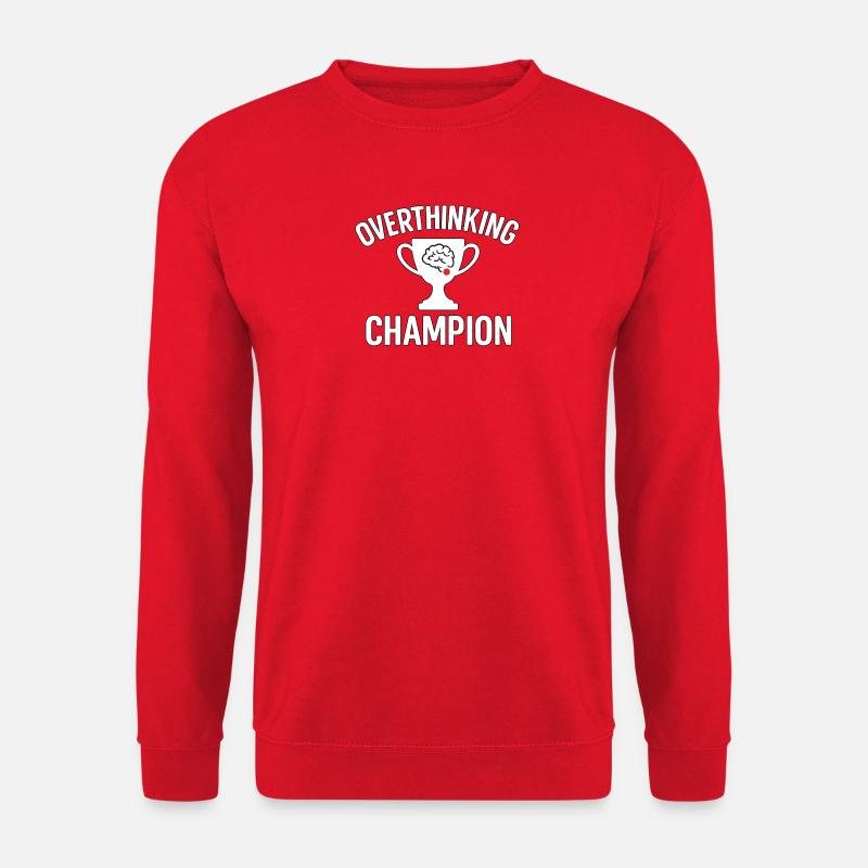 Overthinking Champion Lustiges Brain Pokal Design - Unisex Pullover - Rot