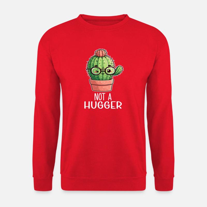 Cactus Non Cuddle Kawaii Glasses - Unisex Sweatshirt - red