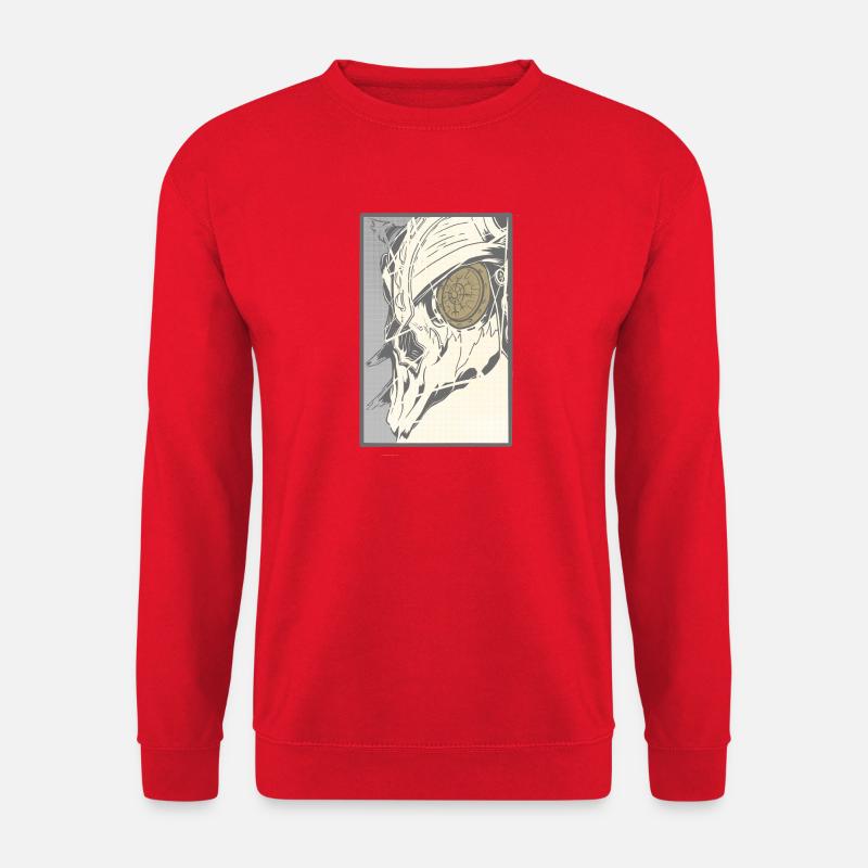 Steampunk skull with clockwork eye - Unisex Sweatshirt - red