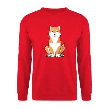 Shiba Inu Dog Dad Lover Proud Dog Owner Gift - Unisex Sweatshirt - red - Front - Alina (178cm) & Michal (187cm)
