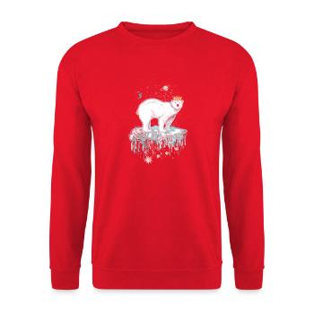 Ours polaire majestueux avec couronne sur banquise - Sweat-shirt Unisexe - rouge - Devant - Alina (178cm) & Michal (187cm)