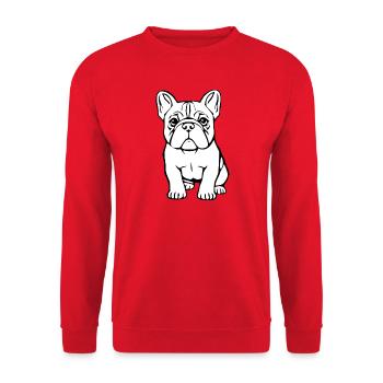 Französische Bulldogge Hundewelpe Hundebaby  - Unisex Pullover - Rot - Vorne - Alina (178cm) & Michal (187cm)