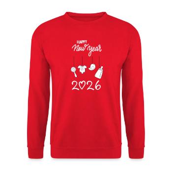 Happy New Year 2026 – Baby Silvester Design - Unisex Pullover - Rot - Vorne - Alina (178cm) & Michal (187cm)