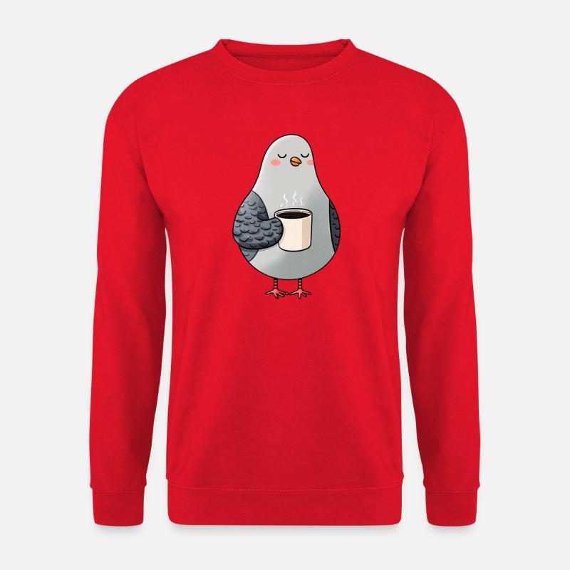Cozy Pigeon Coffee Moment - Unisex Pullover - Rot