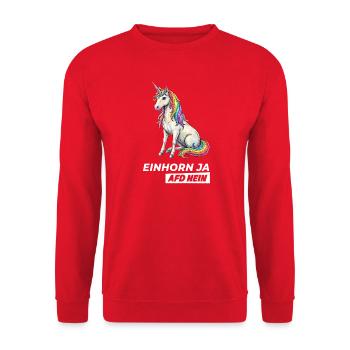 Cool Unicorn Yes, Party AfD No - Unisex Sweatshirt - red - Front - Alina (178cm) & Michal (187cm)