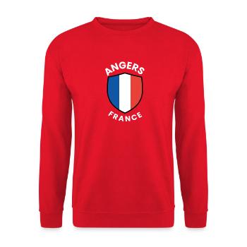Emblème du bouclier d’Angers France - Sweat-shirt Unisexe - rouge - Devant - Alina (178cm) & Michal (187cm)