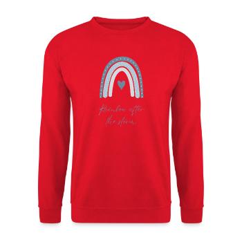 Rainbow after the Storm – Hoffnung & Liebe - Unisex Pullover - Rot - Vorne - Alina (178cm) & Michal (187cm)