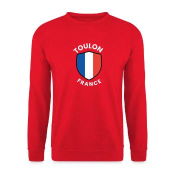 Toulon French Shield Flag - Unisex Sweatshirt - red - Front - Alina (178cm) & Michal (187cm)