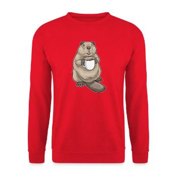 Beaver Coffee Mug - Unisex Sweatshirt - red - Front - Alina (178cm) & Michal (187cm)