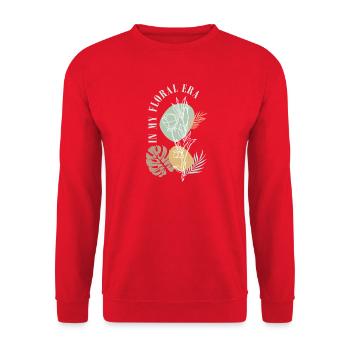 Florale Ära: Linienblumen - Unisex Pullover - Rot - Vorne - Alina (178cm) & Michal (187cm)