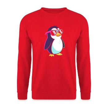 Penguin Neon Cool Colorful Glasses - Unisex Sweatshirt - red - Front - Alina (178cm) & Michal (187cm)